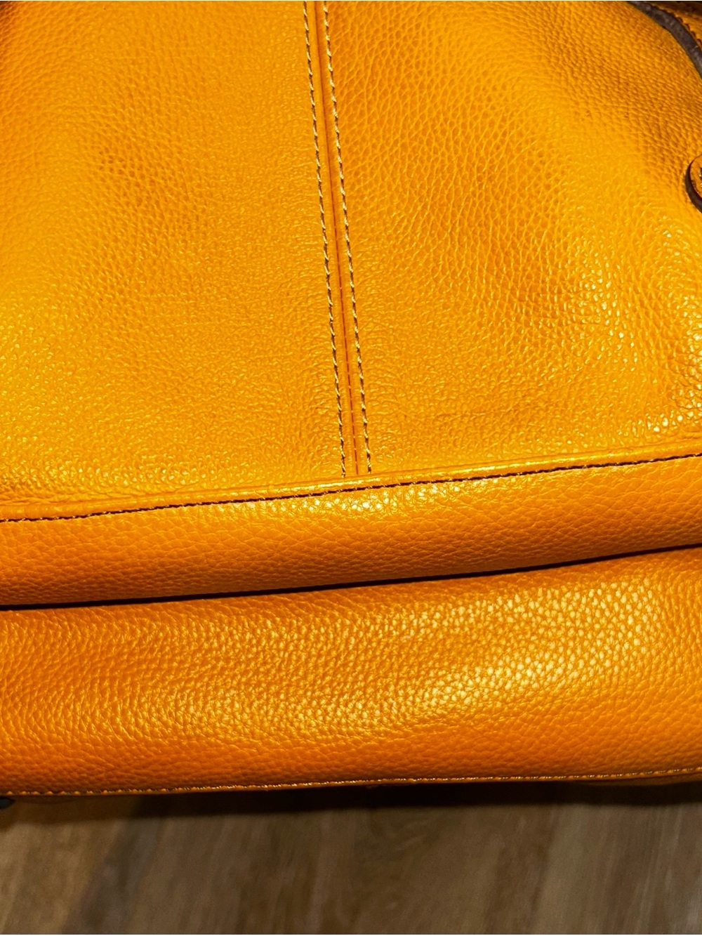 Tignanello Perfect 10 Mustard Yellow Pebbled Leather Studded Shoulder Bag Hobo - Picture 10 of 16